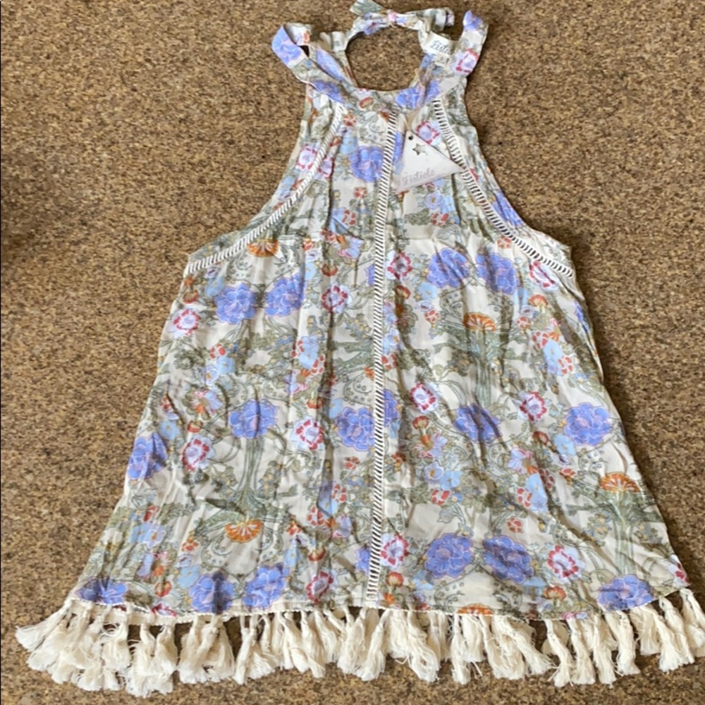 Listicle  Floral Boho Long Tank with Tassels